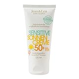 Jean & Len Sensitiv Sonnencreme 50+ LSF wasserfest, Sofortschutz für empfindliche Gesichtshaut,...