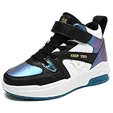 HSNA Basketball-Schuhe für Kinder Turnschuhe Jungen Sneaker Mädchen (Schwarz und Blau 33 EU)