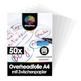OfficeTree 50 x Overheadfolie A4 - OHP Folien glasklar - Folie für Laserdrucker - Overheadfolien...