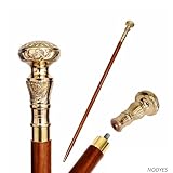 NODYES Gehstock, Vintage-Stil, Messing, viktorianischer Griff, handgefertigt, braun, 96,5 cm,...