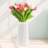 Keramik Vase 20cm Weiß Vase für Pampasgras, Keramik Blumenvase Modern Kleine Vase, Dekorative...
