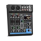 LXXSH Audio-Mixer, 4 Kanäle, Sound-Mischpult, für F3ma, USB-Schnittstellen-Mixer,...
