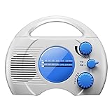 POHOVE Wasserdichter Duschradio, batteriebetriebener Dusch-Lautsprecher mit AM/FM-Radio, tragbares...