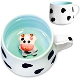 Süße 3D Tasse Lustige Kuh Tassen Tier Figur Innen - Cup Mug mit Cooler Kuh Deko - Cute Kawaii...