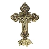 FOUF Stehendes Kruzifix, Vintage-Stil, Metall, Antik-Bronze-Finish, Religiöses Geschenk,...