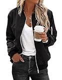 Zeagoo Bomberjacke Damen Kurze Dünne Blouson Outdoorjacke Basic Bikerjacke Winterblouson Frühlings...