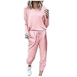 Modischer Damen-Pullover mit Rundhalsausschnitt, lange Ärmel, lockere Hose, Sweatsuit-Set,...