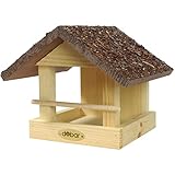 dobar 38120FSCe klassisches Vogelfutterhaus Rindendach - Vogelhaus aus Massivholz - Kleine...