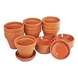 VBS Blumentopf TERRAKOTTA mit Untersetzer 10 Paar hochwertig langlebig Tontöpfe mit Bodenloch...