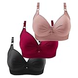 3er Pack BH Damen ohne Bügel Push Up Bequemer Baumwolle BH Set Frauen Sexy Starker Halt Große...