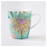 Kaffeebecher Elegante Chrysanthemen-Serie mit Glasurfarbe, kostbare Bone China-Tasse, Milchbecher,...