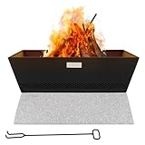 ML-Design Feuerschale mit Keramiksockel, 54x28,5x54 cm, Schwarz-Beige, Quadratischer Feuerstelle aus...