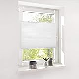 Plissee Rollo Jalousie ohne Bohren Klemmfix für Fenster & Tür Weiß 35x130cm(Breite x Höhe)...