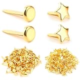 LWMTT 200 Stück Mini Brads Musterbeutelklammern,Musterbeutelklammer,Stern Gold Musterklammern,...