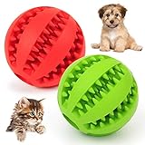 2er Robuster Hundespielzeug Ball，Naturgummi Kauspielzeug Zahnpflege-Funktion Hundebälle...