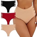 SEAUR Damen Hollow-Out Hautfreundliche Unterwäsche Feuchtigkeitsabsorbierende Mittlerer Taille...