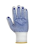 (12 Paar) teXXor Handschuhe Feinstrickhandschuhe Nylon 12 x weiß/Blaue Noppen 8