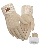 FORVEVO Handschuhe Damen Winter mit Fleecefutter,Touchscreen Warme Weich Strickhandschuhe,Thermo...