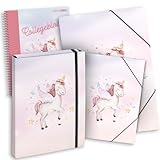 itenga SET SCHMETTERLING 4teilig: Heftbox + Gummizugmappe A4 + Zeichenmappe A3 - Collegeblock - für...