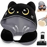 Mewaii Reisekissen mit Kapuze, wendbares Nackenkissen, Flugzeug für Kinder und Erwachsene,...