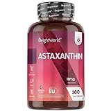 Astaxanthin 180 vegane Kapseln - 6 Monate Vorrat - Reines Astaxanthin 18mg aus pulverisierten...