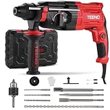 TEENO Bohrhammer 950 W kabelgebundener SDS-Plus mit 17 Zubehörteilen, 0–1150 U/min/5100 BPM...