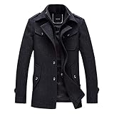 YOUTHUP Herren Wintermantel Wolle Winter Kurzmantel Mittellang Wollmantel Kurz Winterjacke für...