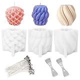 3 Stück Silikon Kerzengießformen Set für DIY Kerzen Gießen, Silikonform Kerzen Gießen und...