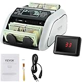 VEVOR Geldzählmaschine, Banknotenzähler mit UV-, MG-, IR- und DD-Falschgelderkennung, USD- und...