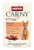 animonda Carny Kitten Katzenfutter, Nassfutter Katzen bis 1 Jahr, Rind, Kalb + Huhn, 12 x 85 g
