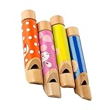 Totority 4 Stück Push Pull Holzflöte Kinder Holzzugpfeife Holzflöte Spielzeug Musikinstrument...