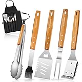 PURPLEBIRD Grillbesteckset 5-TLG, Profi Edelstahl Gril Zubehör Werkzeug Set, Tragetasche mit...