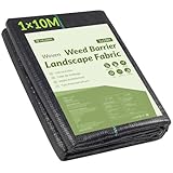 Velway Unkrautvlies Gartenvlies 1mx10m Wasserdurchlässig - 10m² Extra Stark Unkrautfolie...