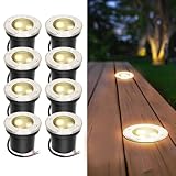 ISOISL 8 Stück Bodeneinbaustrahler aussen mit LED 3W Warmweiß IP65 Bodenstrahler außen Schwarz...