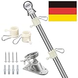 HARRMS Fahnenmast 1.5m mit Deutschlandfahne, Fahnenmast-Kit mit Aluminium Halterung,...