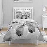 Bettdecke Graue Weiße Pferde Bettdecke Winter Mikrofaser Duvet Waschbar Bettdecken Alle Saison...