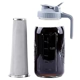 Cold Brew Kaffeemaschine, 1,8 l, Einmachglas, Krug mit Sieb, breite Öffnung, Glas,...