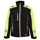 URG Softshell Arbeitsjacke Wasserdicht Winterjacke Warnjacke Fleecefutter Schwarz Gelb (GL-8364)...