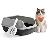 Feandrea Katzenklo mit hohen Seitenwänden, XXL, offene Katzentoilette, mit Schaufel, für Kätzchen...