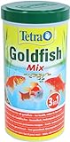 Tetra Pond Goldfish Fischfutter - 3in1 Mix mit Flocken, Sticks und Gammarus für alle Goldfische und...