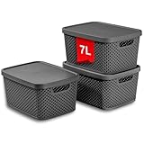 astor24 PREMIUM 3er XXL Set Aufbewahrungsbox Korb mit Deckel Organizer Ideal für Büro,...