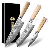 Jingseiho Damastmesser Set, VG-10 Klinge 67-Lagen Damast Schmiedestahl, SGS geprüft Scharfe...