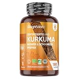 Bio Kurkuma Kapseln - 180 Curcuma Kapseln - Kurkuma Pulver mit Schwarzer Pfeffer, Ingwer Pulver -...