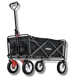 FUXTEC Bollerwagen FX-CT100 schwarz, Faltbarer Transportwagen, bis 75kg belastbar, inklusive...