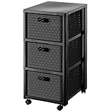 Rotho Country Rollcontainer mit 3 Schubladen in Rattan-Optik, Kunststoff (PP) BPA-frei, anthrazit, 3...