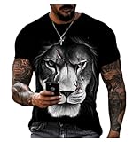 YIMAIWLX kurze Ärmel Herren T-shirts Animaldruck Grafik T-shirts 3D Animal Head Kurzarm T-shirt...