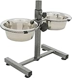 TRIXIE höhenverstellbare Hundebar mit 2 Edelstahlnäpfen - Ständer aus Metall - Napfarretierung...