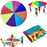 Dimoxii Regenbogen Fallschirmspiel für Kinder Schwungtuch Regenbogen Bunt Fallschirm Parachutes...