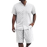 Herren Outfit Komplett Set T-Shirt und Shorts Set Atmungsaktiv Hausanzug Locker Sportanzug...