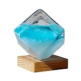 Candy101 Sturmglas mit Base aus Holz - Mode Kreative Kubik Glas Barometer, Wettervorhersage Flasche,...